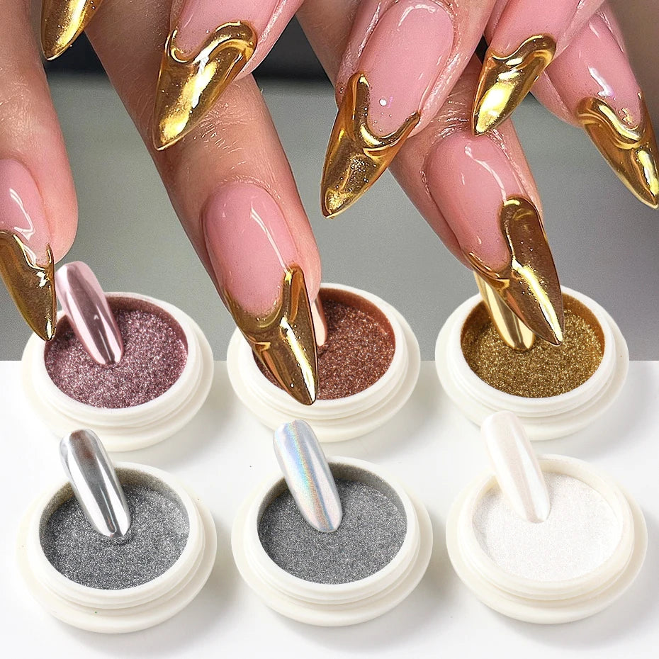 6pcs Chrome Nail Powder Pigment