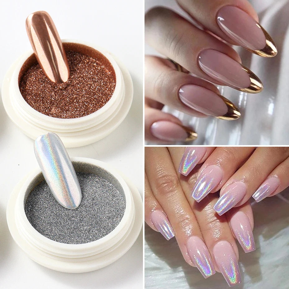 6pcs Chrome Nail Powder Pigment