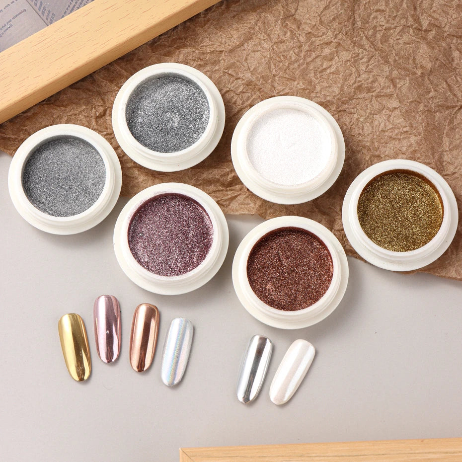 6pcs Chrome Nail Powder Pigment